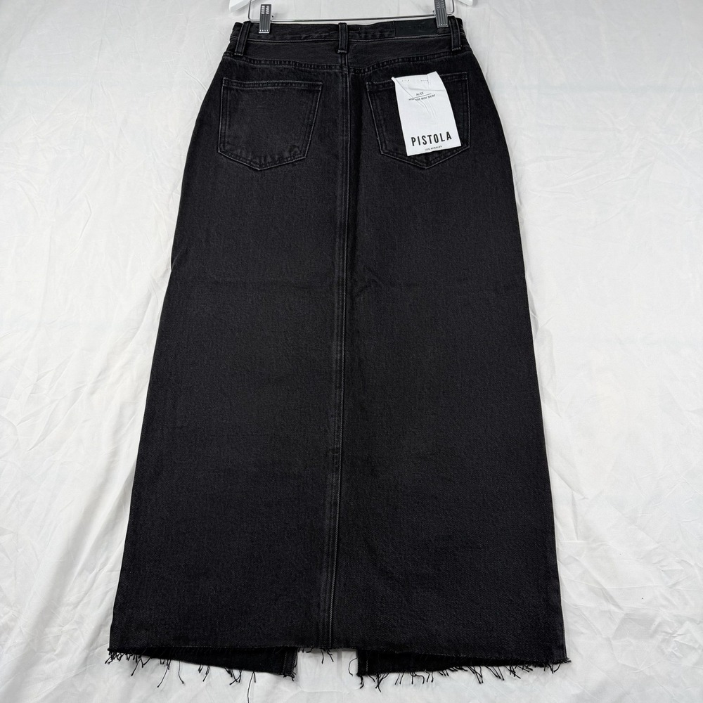 Pistola ALICE Los Angeles Black Denim Midi Skirt HIGH RISE SZ-26-NWT Cotton - Picture 8 of 16